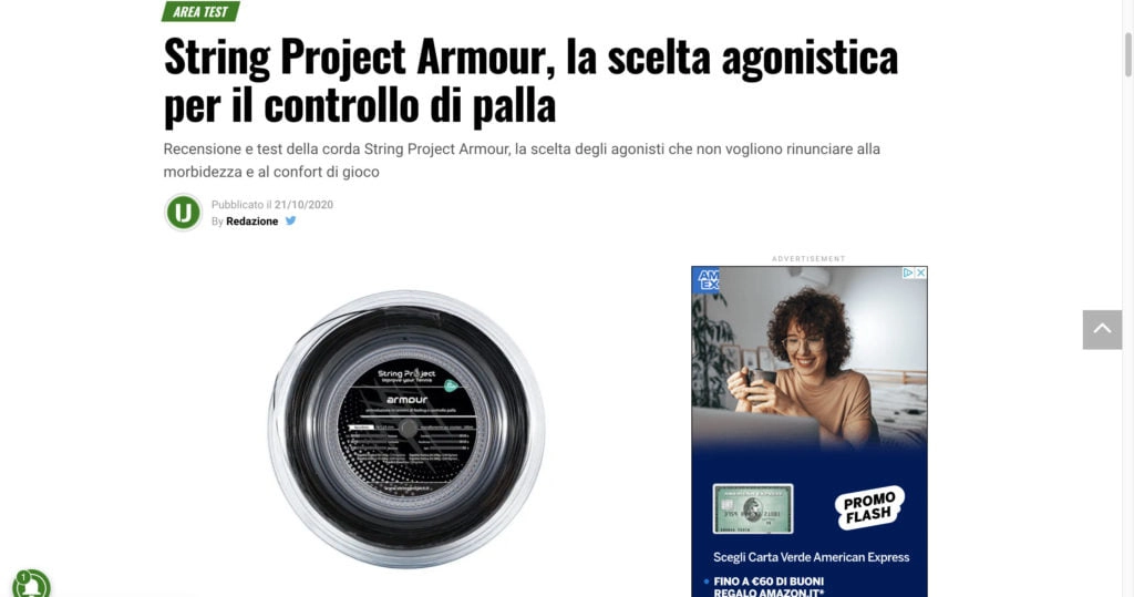 Recensione String Project Armour su ubitennis.com